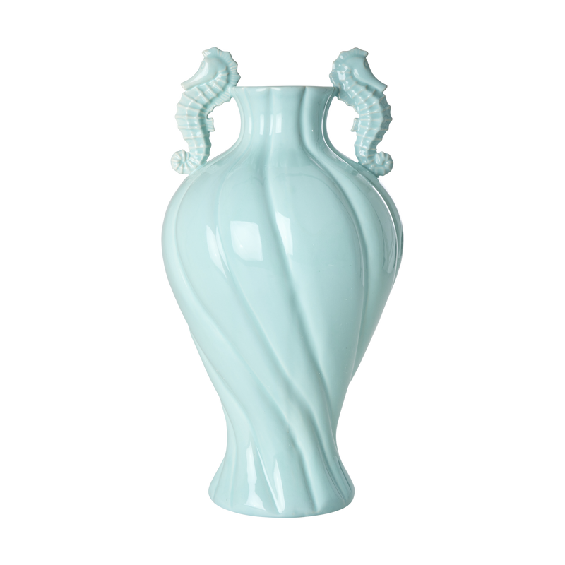 Large Seahorse Ceramic Vase - Mint