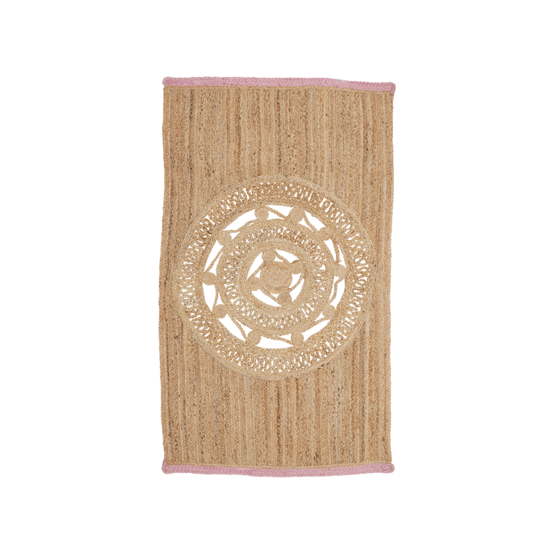 Jute Tapis de couloir - Rose