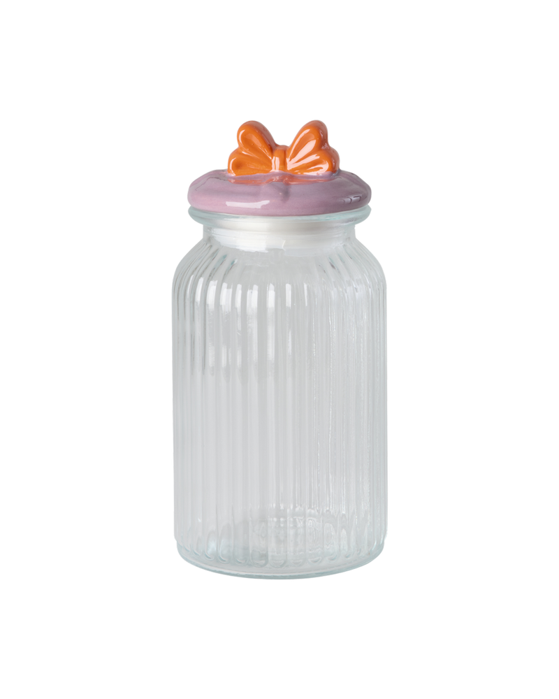 Large Bow Glass Jar - Purple