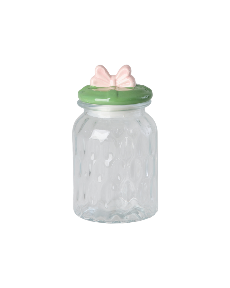 Medium Bow Glass Jar - Green
