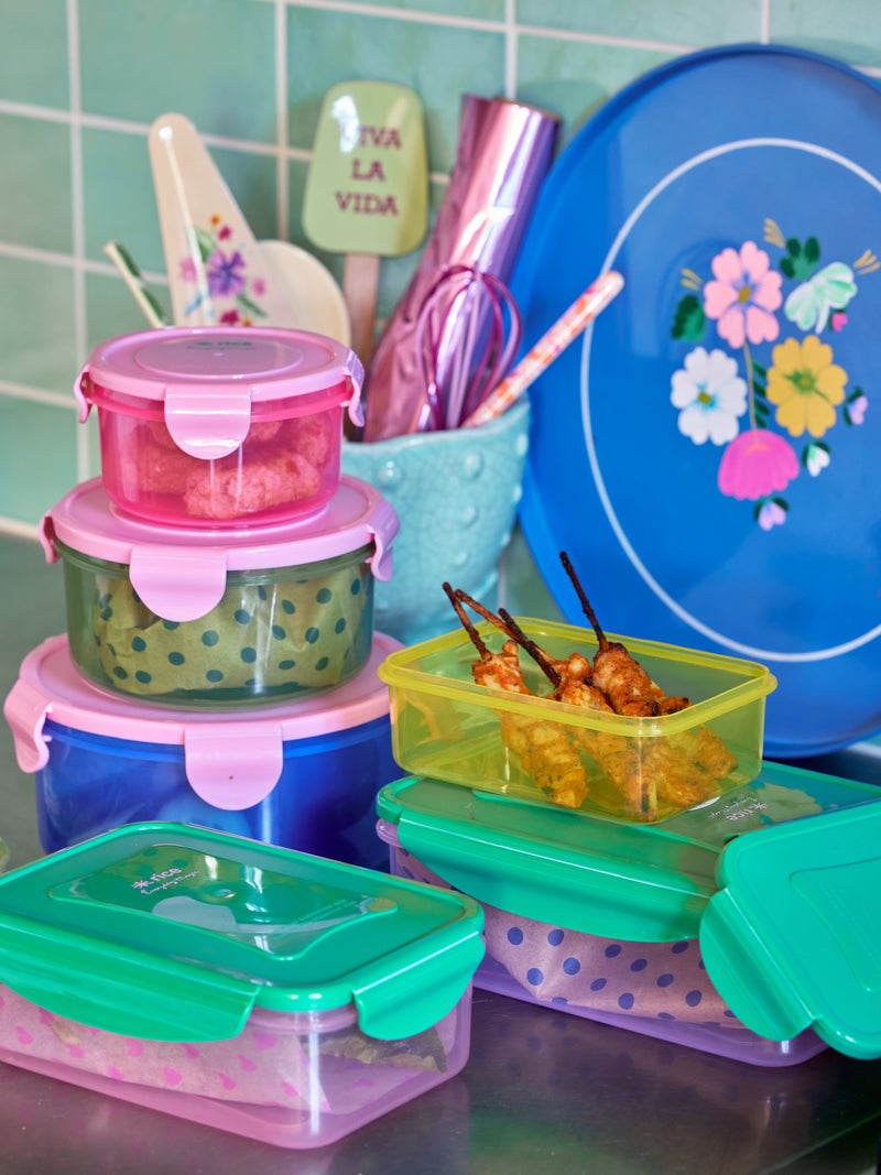 Rund Plastik Lebensmittelboxen - Mehrfarbig - 3er Set Environment