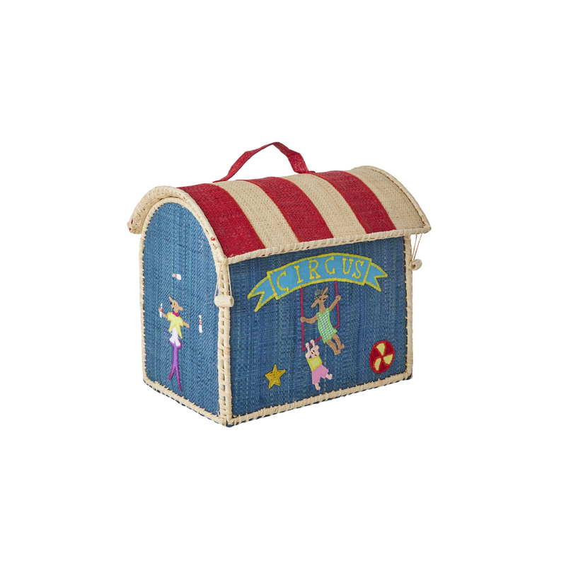 Très petit Raphia Coffre de rangement maison - Bleu - Circus Theme