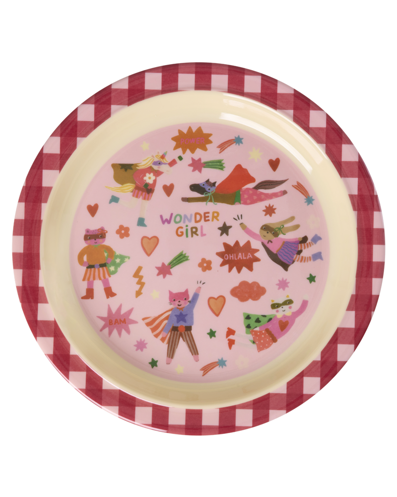 Kids Plate - Pink - Hero Print