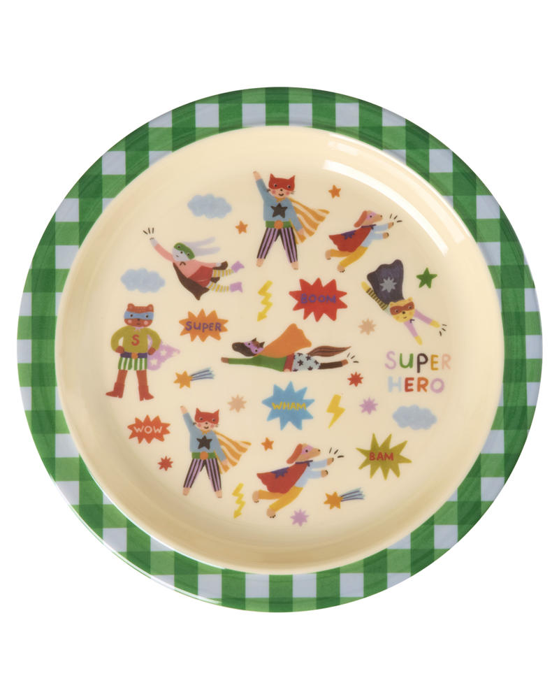Kids Plate - Green - Hero Print