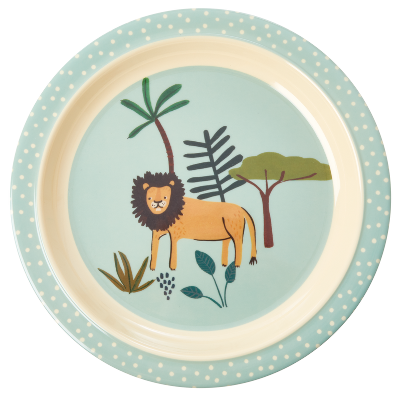 Kids Plate - Soft Blue - Plate with Blue Jungle