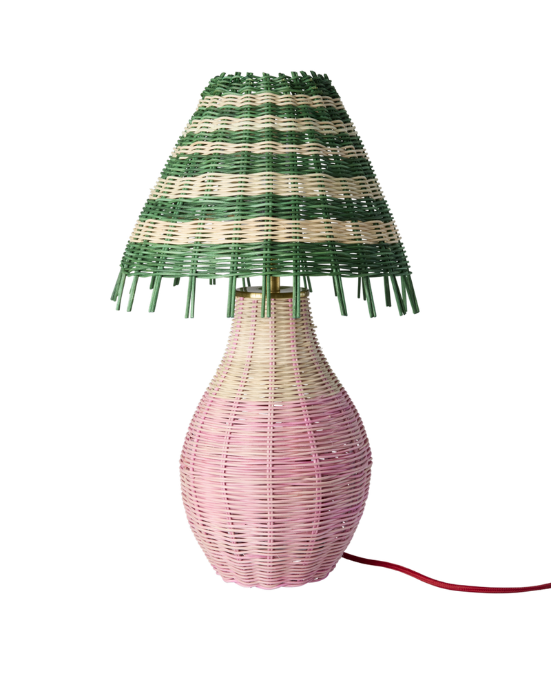 Tall Nature Rattan Table Lamp - Pink