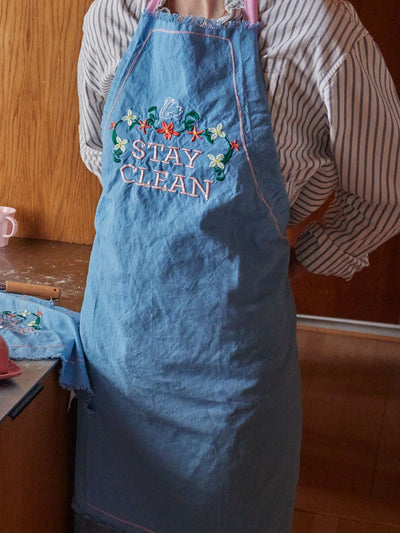 Baumwolle Schürze - Hellblau