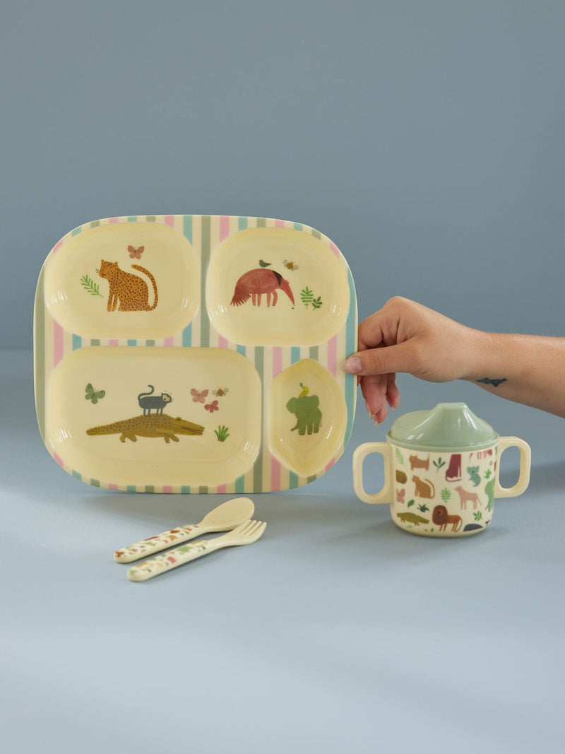 Baby Dinner Set - Cream - Sweet Jungle Print