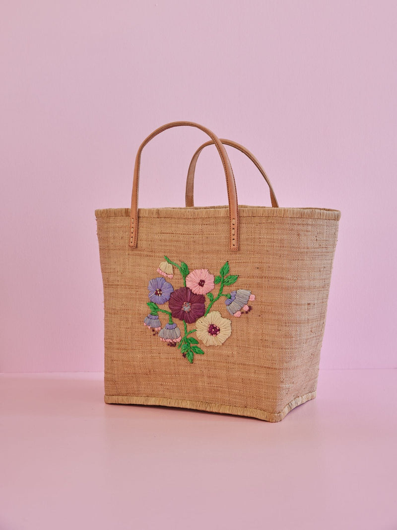 Mittelgroße Raffia Tasche - Tee