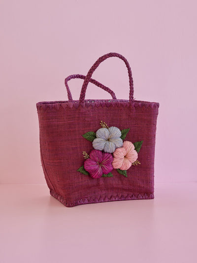 Large Raffia Bag - Soft Plum