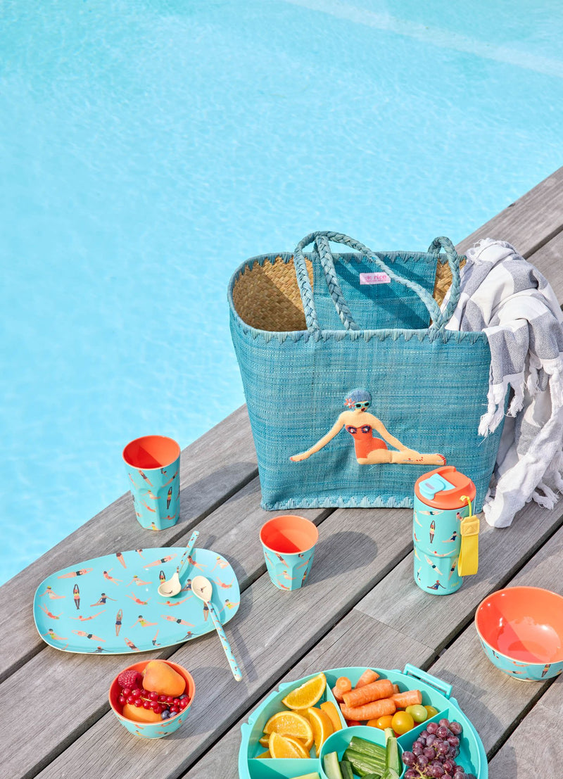 Large Raffia Bag - Blue