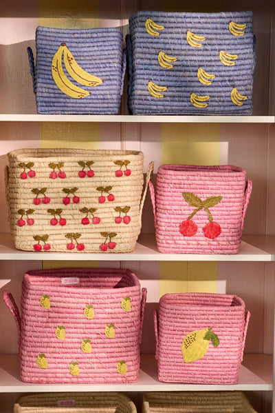 Square Raffia Basket - Rose