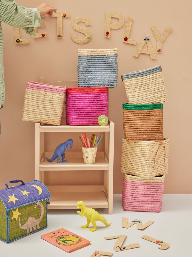 Small Square Raffia Storage Basket - Natural