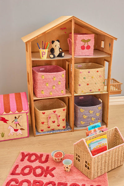 Square Raffia Basket - Tea