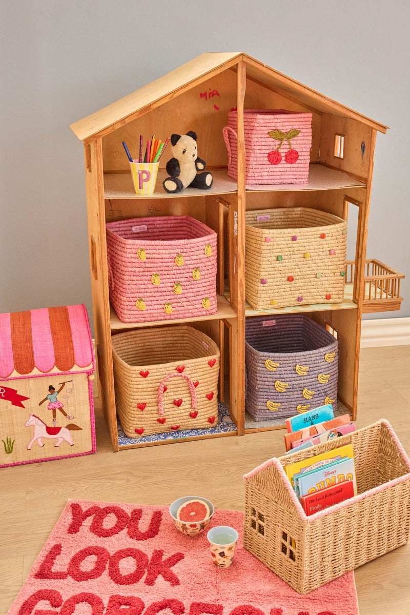 Square Raffia Basket - Tea