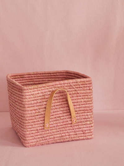 Raffia Aufbewahrungskorb - Hellrosa