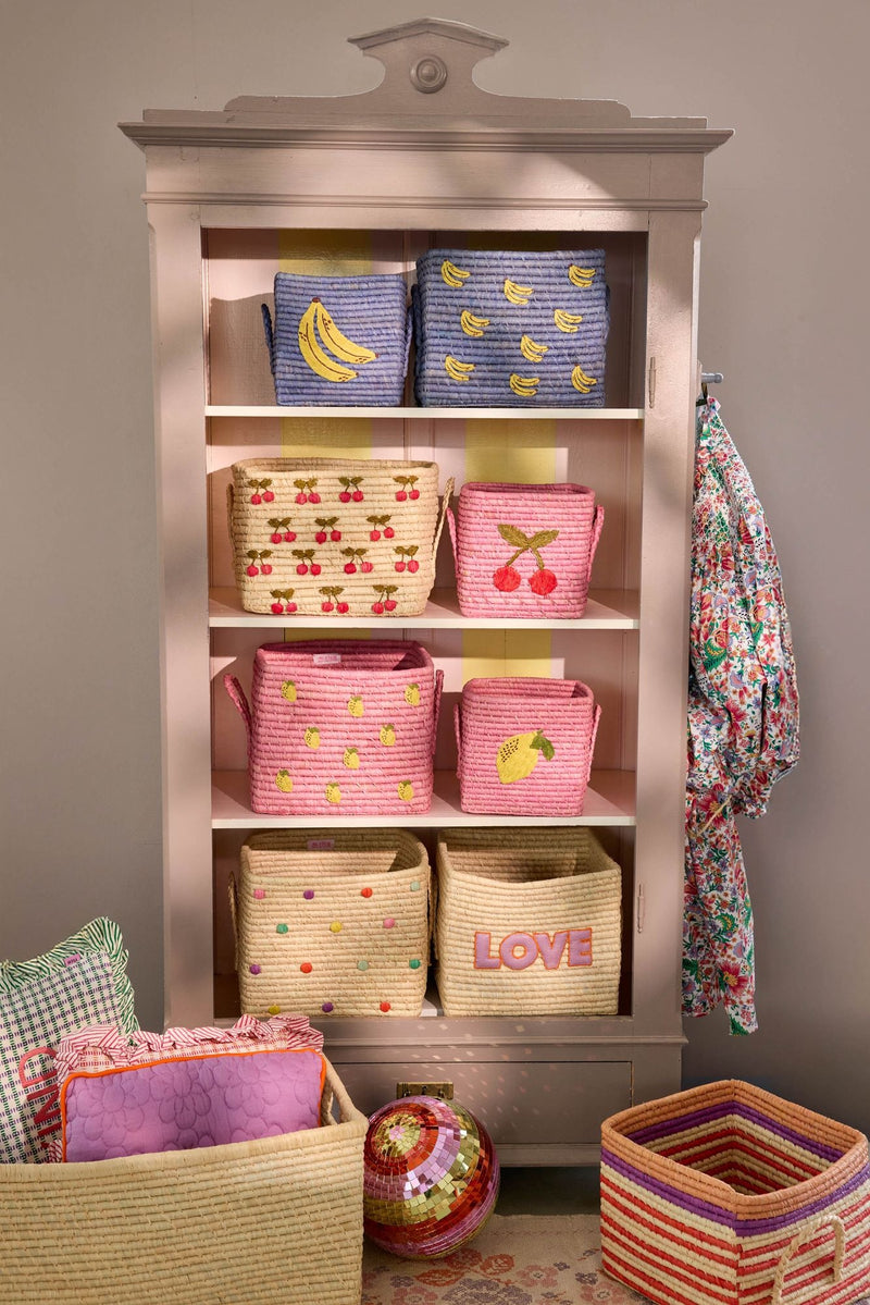 Square Raffia Basket - Multicolor