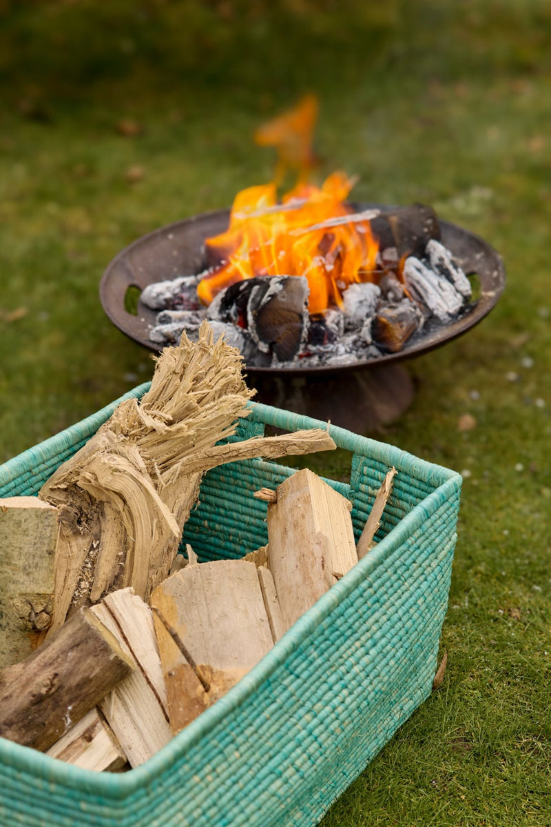 Extra Large Rectangular Raffia Storage Basket - Green
