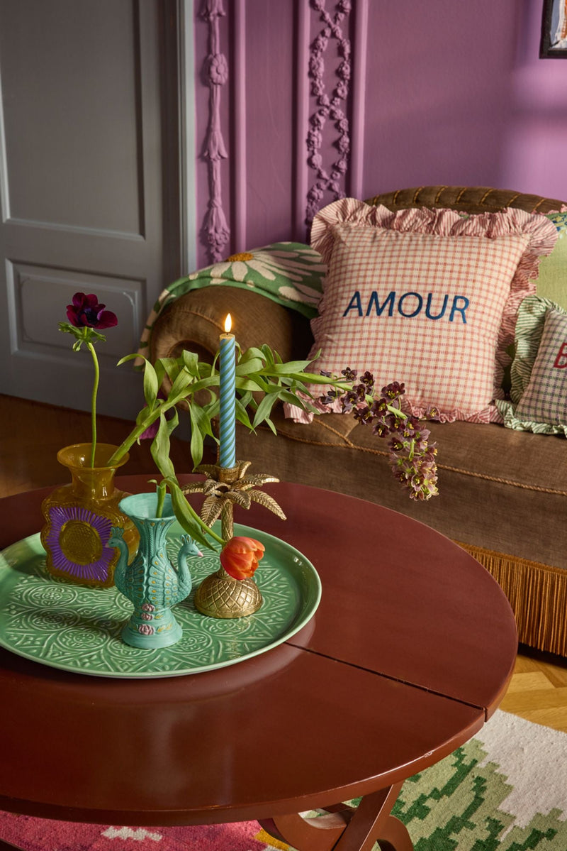 Palmera Metal Portavelas - Dorado