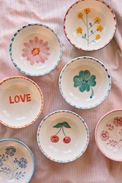 Ceramic Bowl - Pink - Hand-painted LOVE