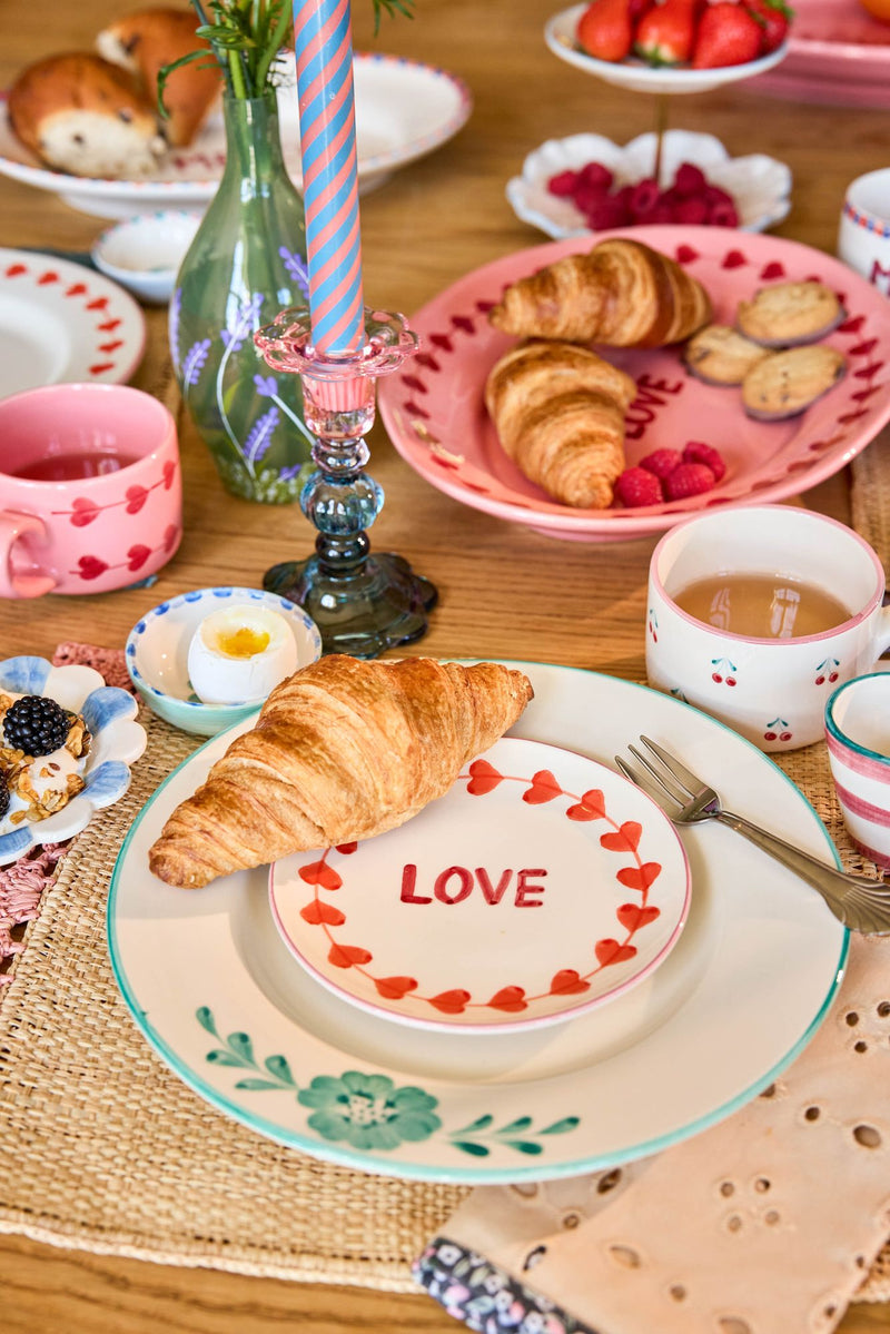 Céramique Assiette à gâteau - Crème - Hand-painted LOVE