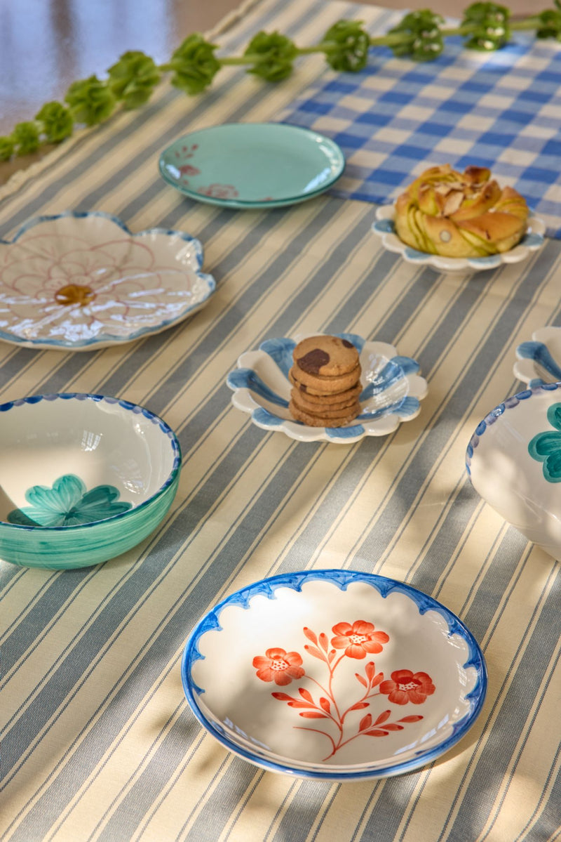 Cerámico Plato de pastel - Crema - Hand-painted Vintage Flower