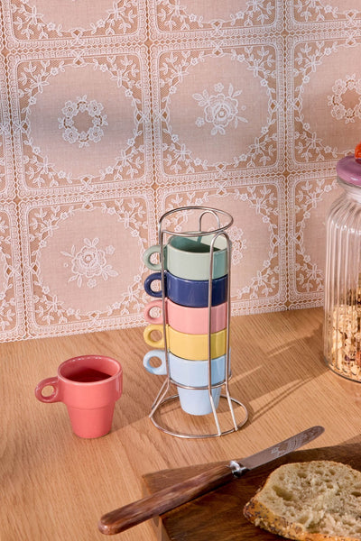 Stoneware Espresso Cup - Multicolor - Set of 6