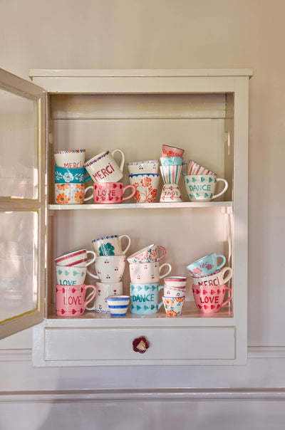 Cerámico Taza de Cappuccino - Naranja - Hand-painted Flowers