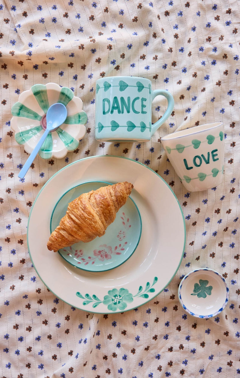 Oval Ceramic Cup - Off White - Hand-painted Love