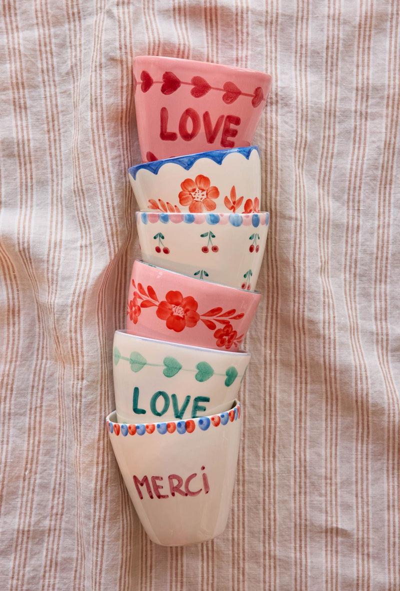 Ovalado Cerámico Vaso - Crema - Hand-painted MERCI