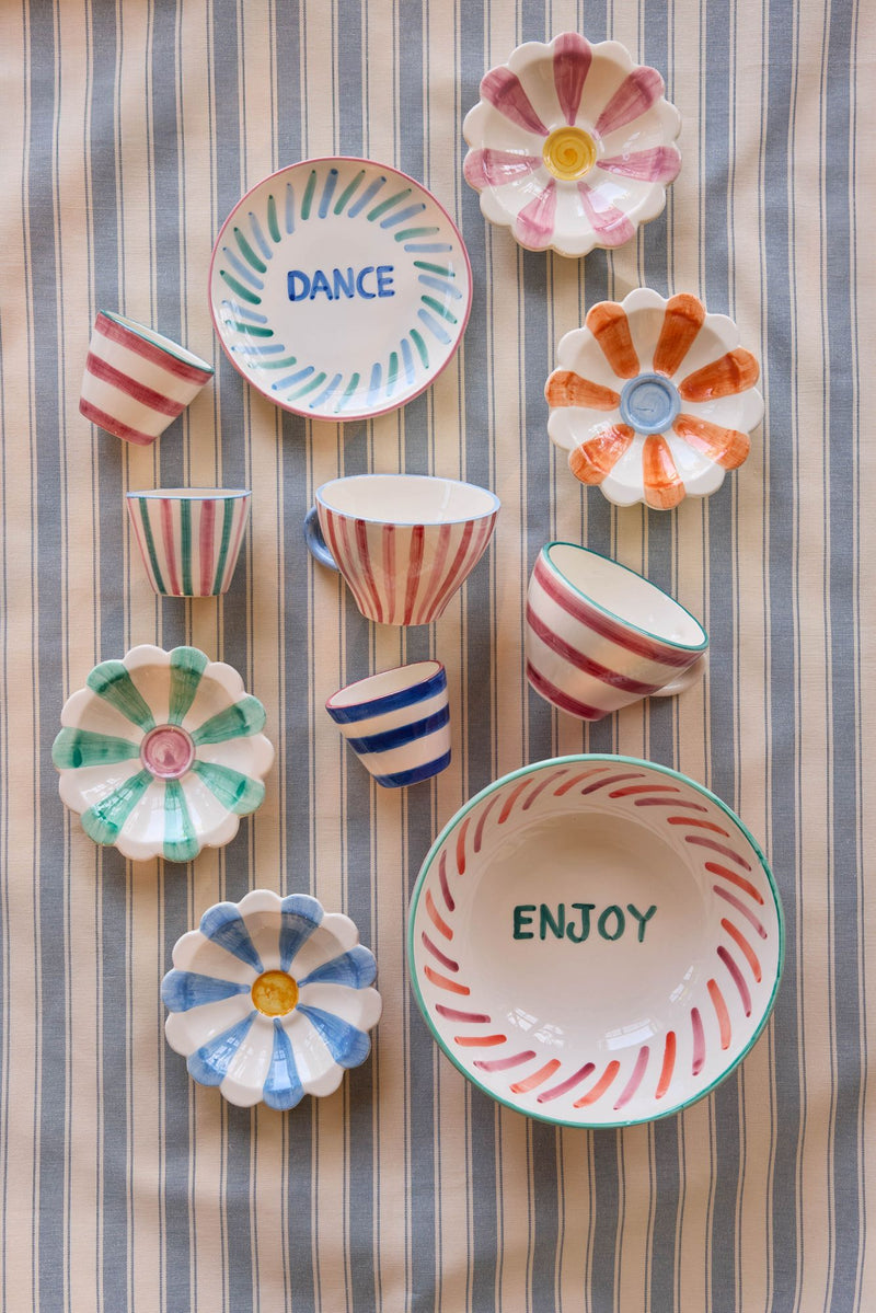 Cerámico Taza de té - Hand-painted Stripes