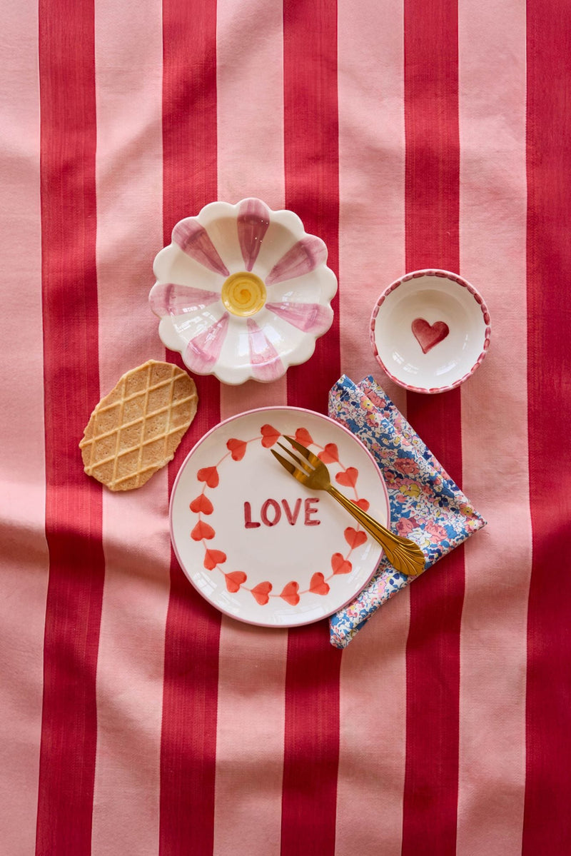 Small Ceramic Dipping Bowl - Pink - Hand-painted Heart