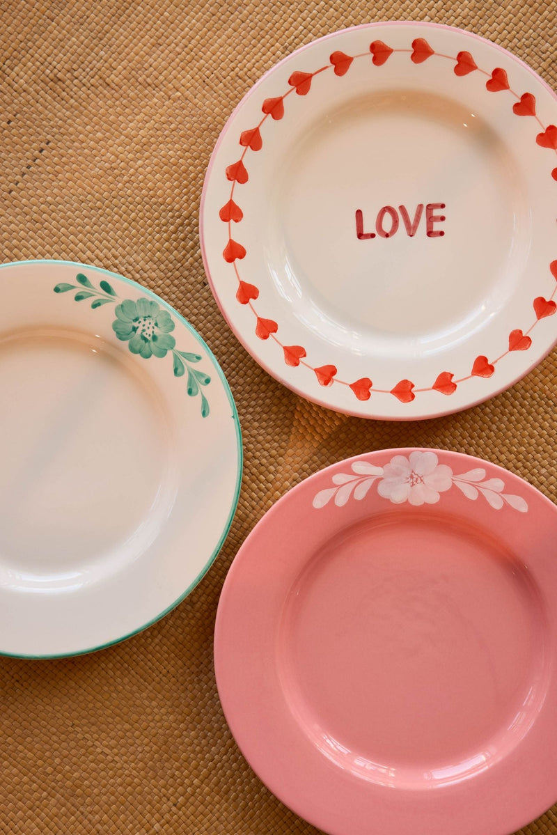 Ceramic Dinner Plate - Off White - Hand-painted LOVE