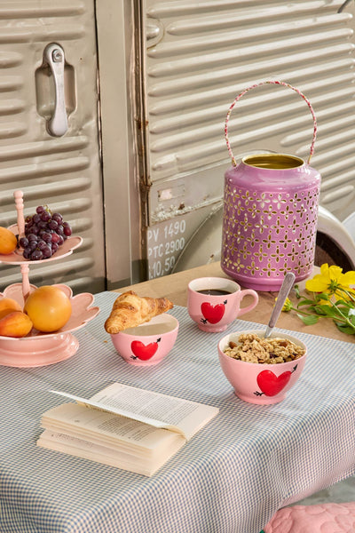Ceramic Mug - Pink - Embossed Heart Design