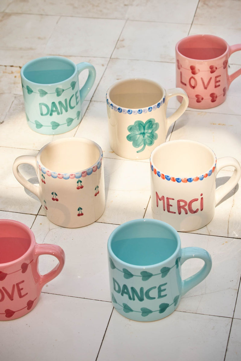 Cerámico Taza - Crema - Hand-painted Good Luck Clover