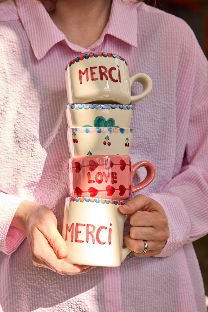 Ceramic Mug - Cream - Hand-painted MERCI