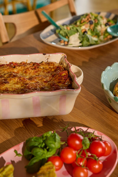 Groß Steingut Ofenform - Hellrosa