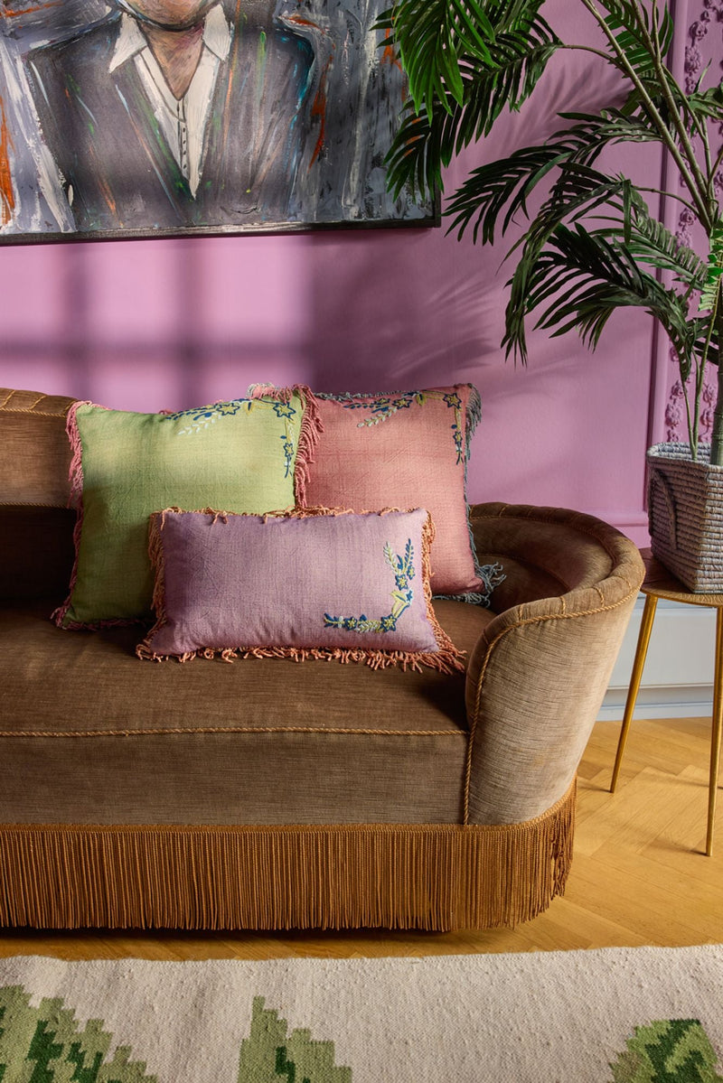 Square Cotton Cushion - Soft Green