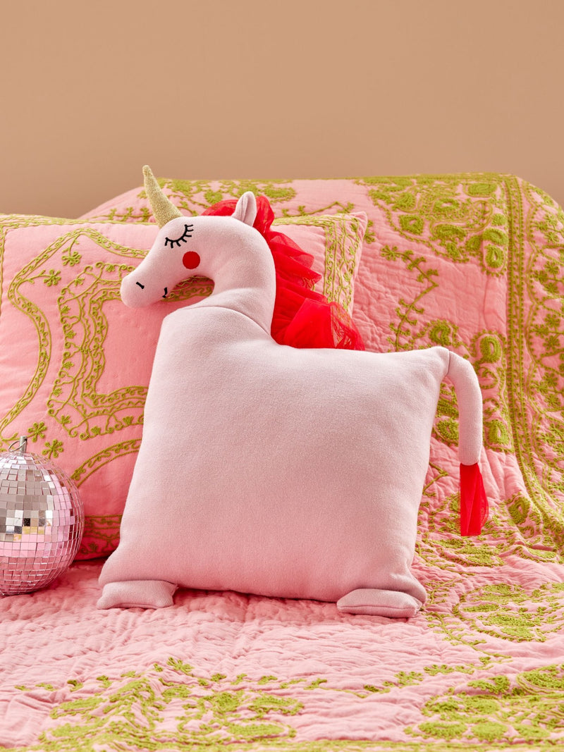 Licorne Coton Coussin - Rose