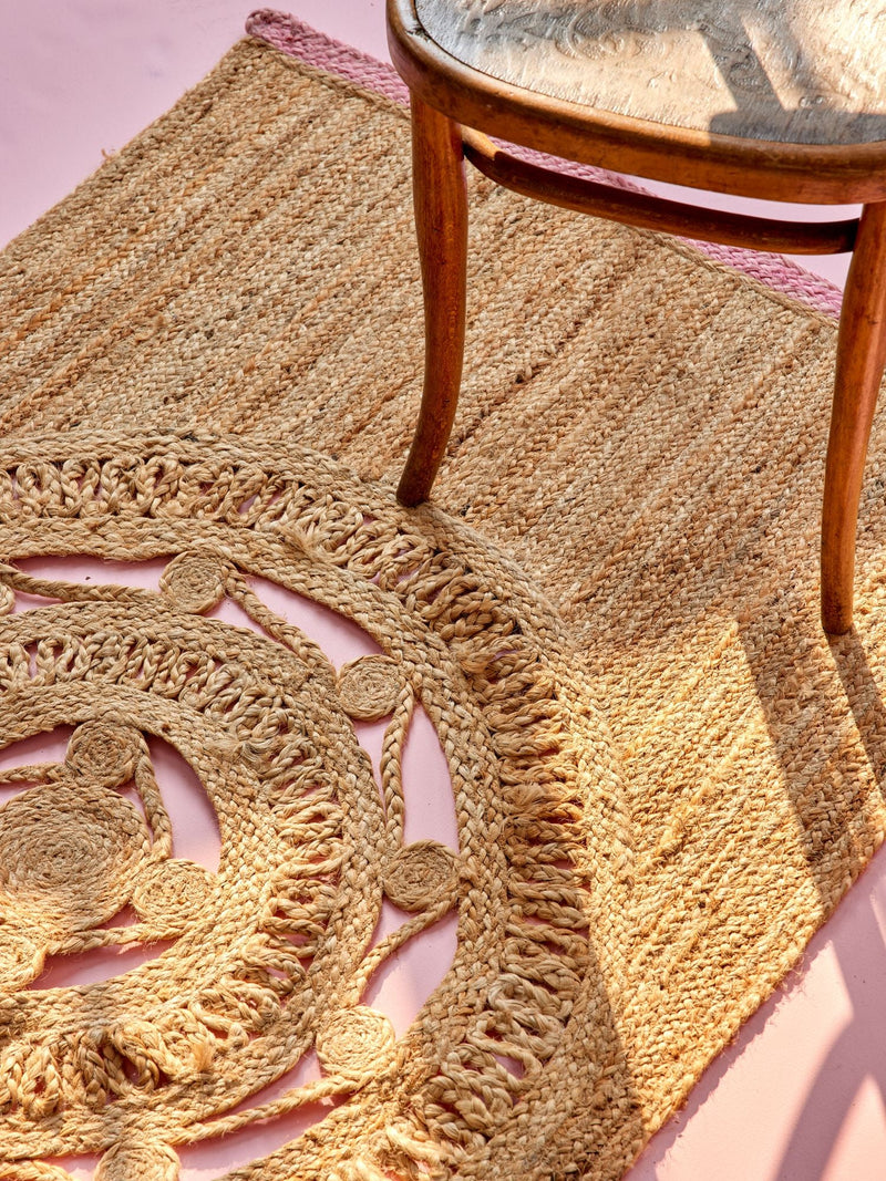 Jute Tapis de couloir - Rose