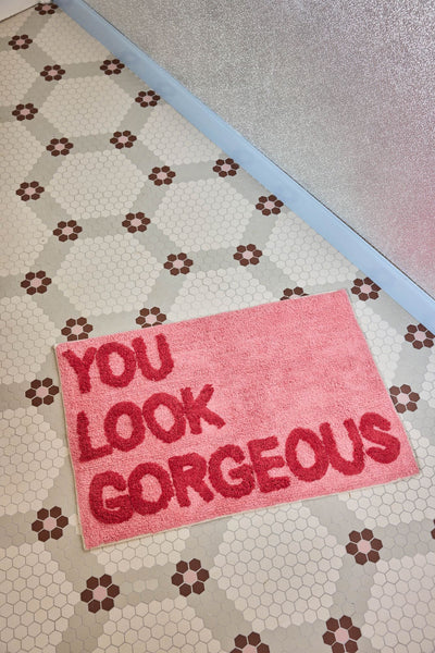 Rectangular Tufted Floor Mat - Pink - YOU LOOK GORGEOUS