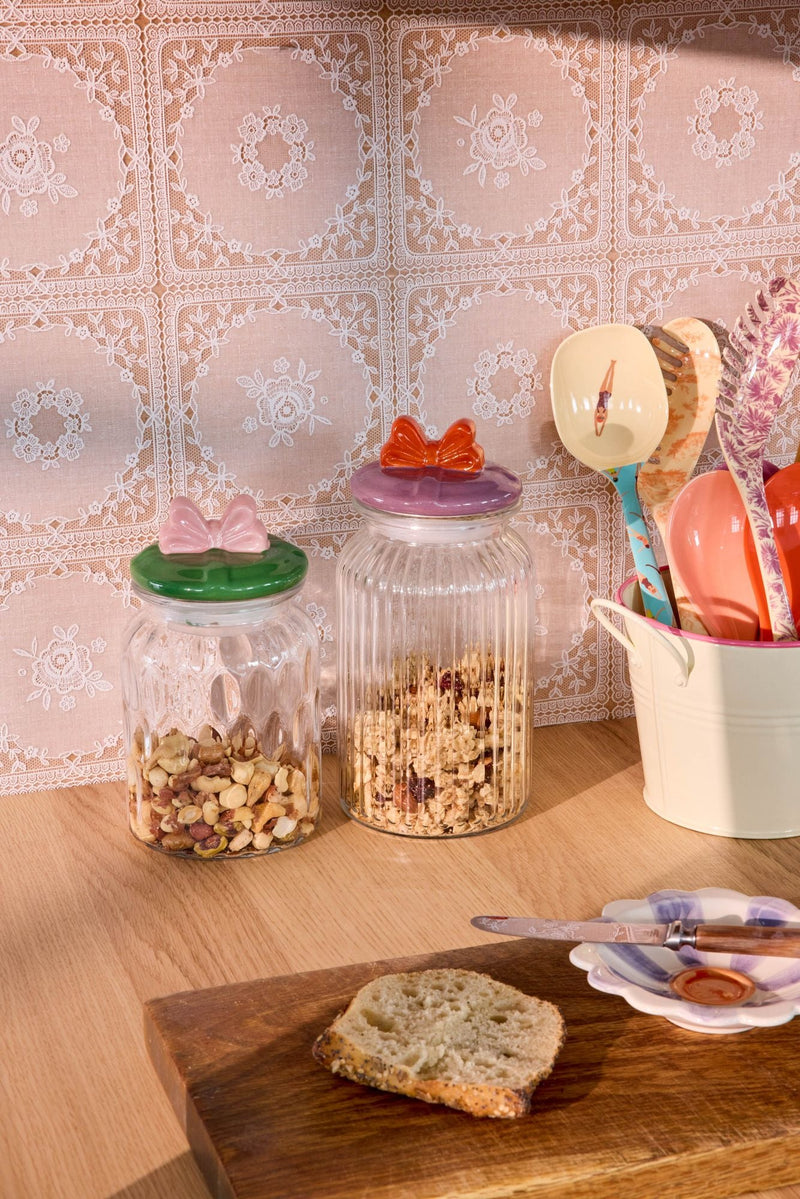 Large Bow Glass Jar - Purple