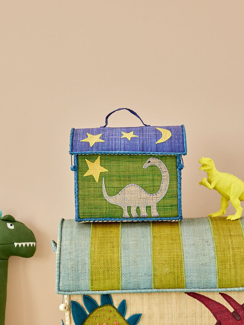 Extra Small Raffia Storage House - Green - Dinossaur Theme