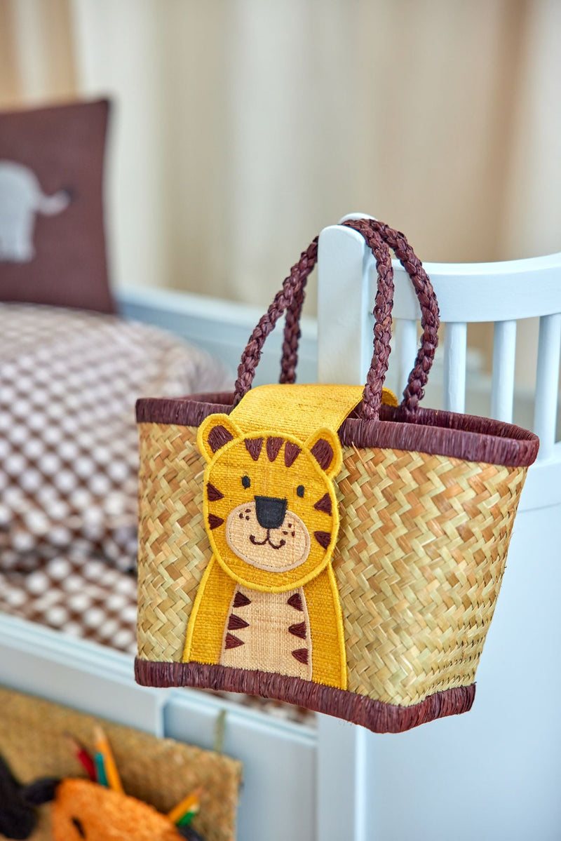 Kleine Raffia Kindertasche - Braun