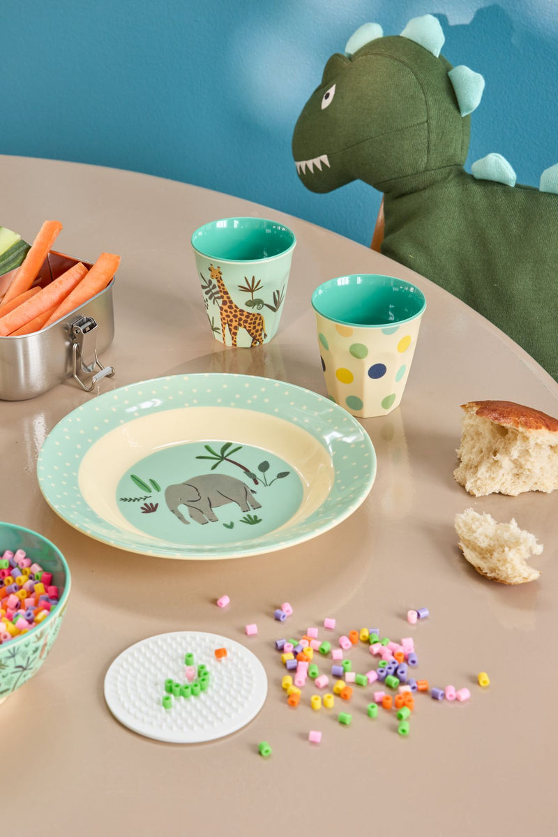 Kinderschüssel - Hellblau - Jungle Animals Print