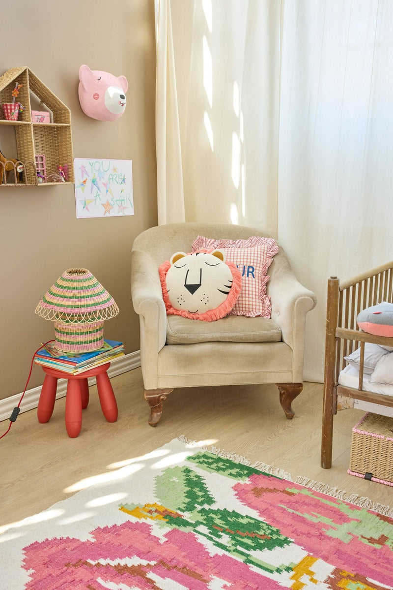 Round Cotton Cushion - Pink