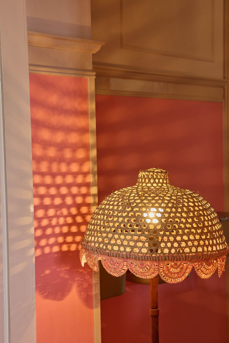 Raffia Lampshade - Soft Pink