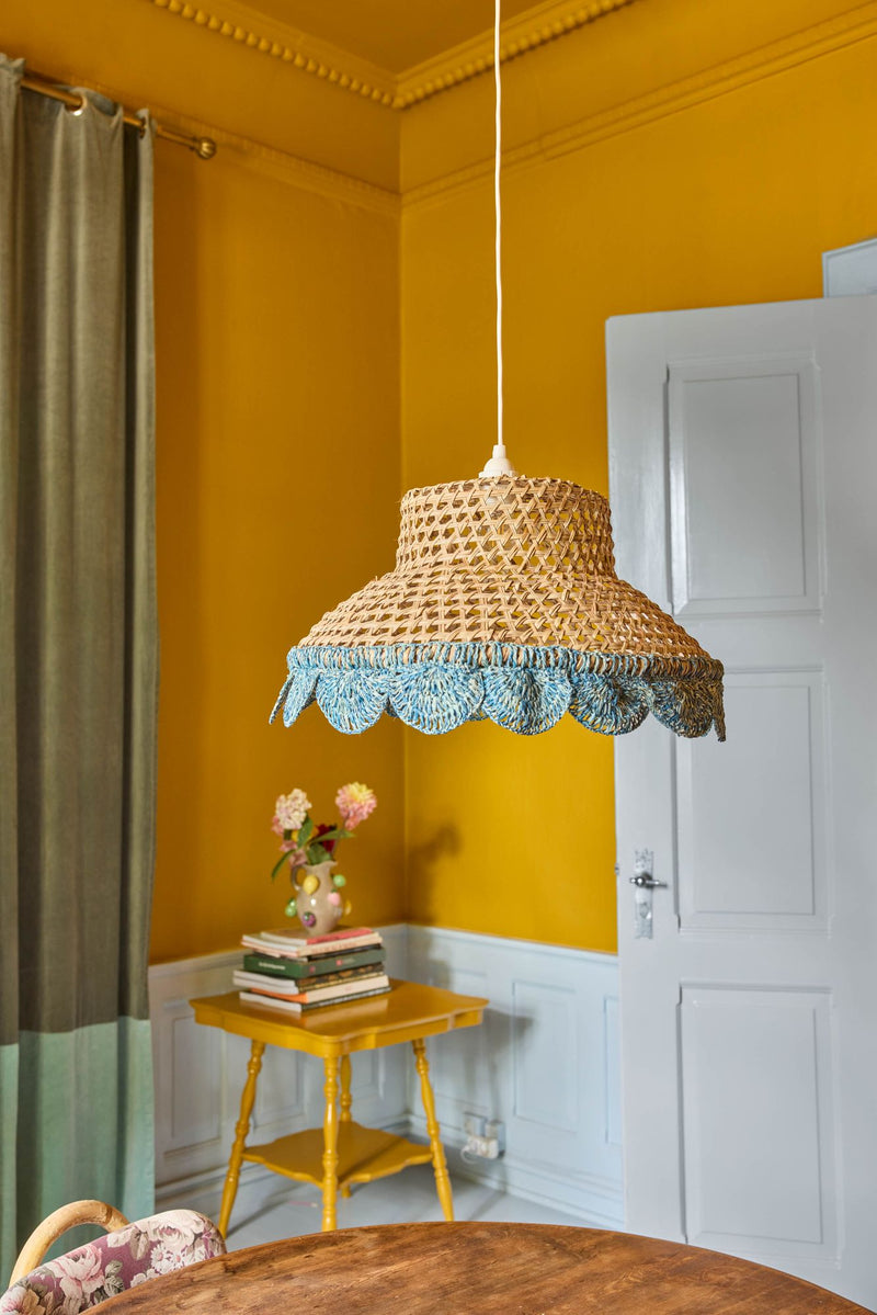 Raffia Lampshade - Blue