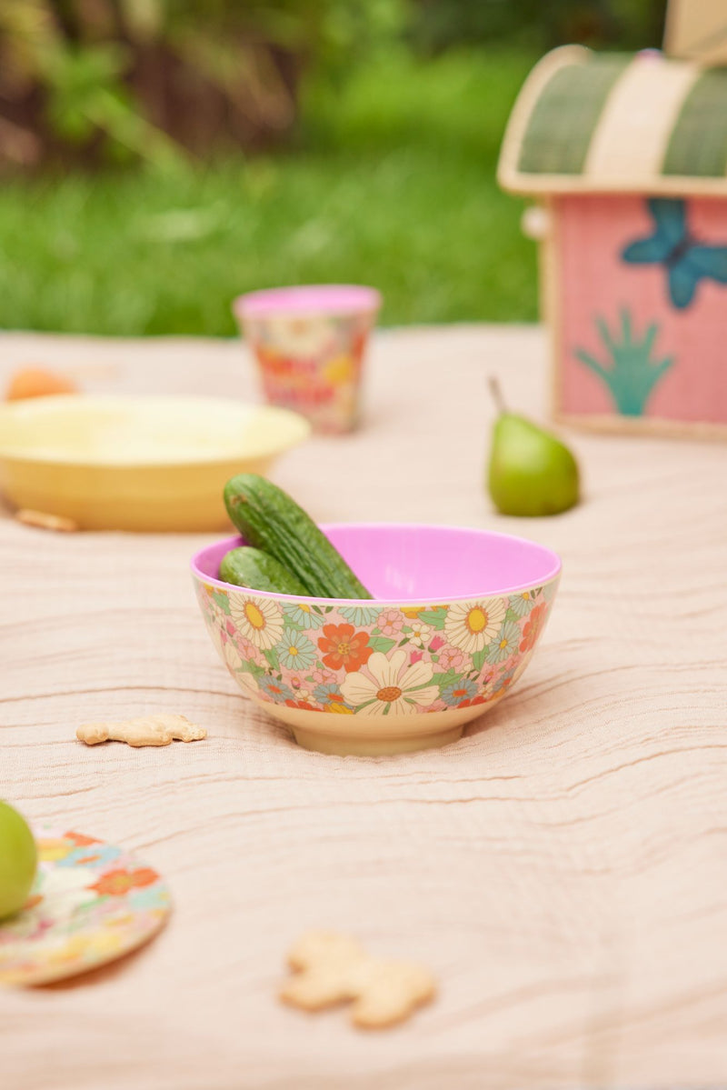 Médium Bol Enfant - Rose clair - Flower Power Print