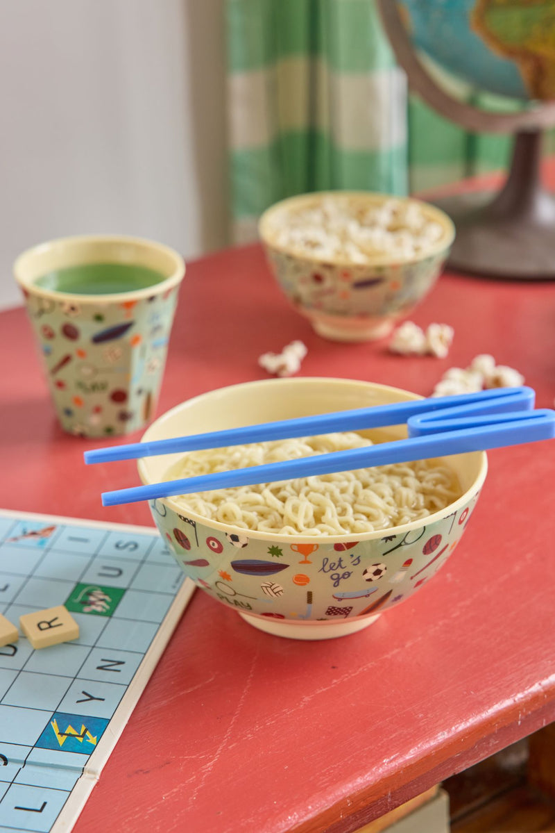 Medium Kids Bowl - Soft Green - Sports Print